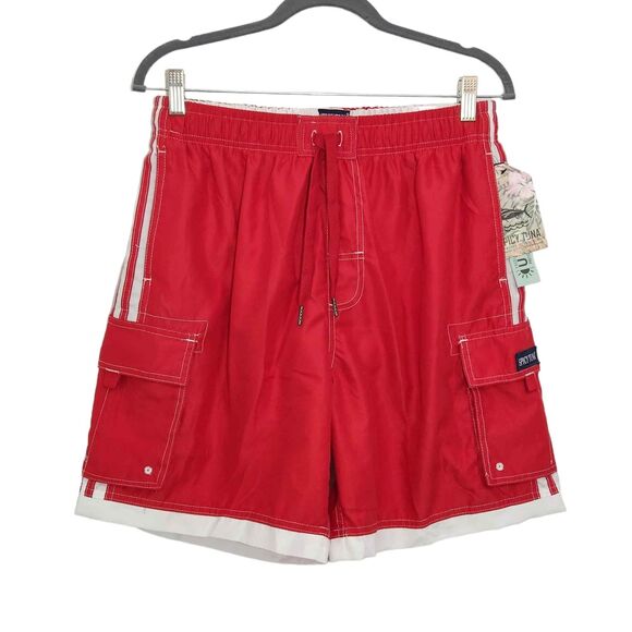 Spicy Tuna Red Swim Trunks NWT Size Small Red Cargo Swim Shorts - Picture 1 of 5